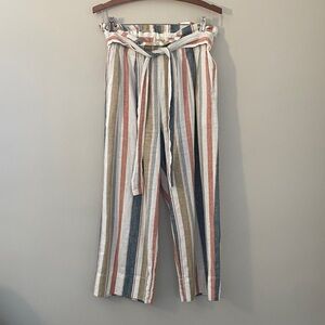 Madewell Linen/Cotton Blend Striped Wide Leg Pants - Multicolor